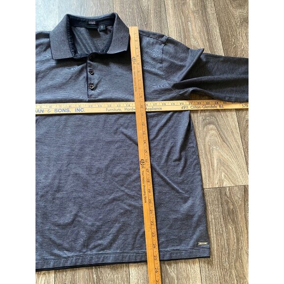HUGO BOSS POLO SHIRT LONG SLEEVE MENS XL COTTON REGULAR FIT MERCERISED STRIPED - Picture 7 of 8